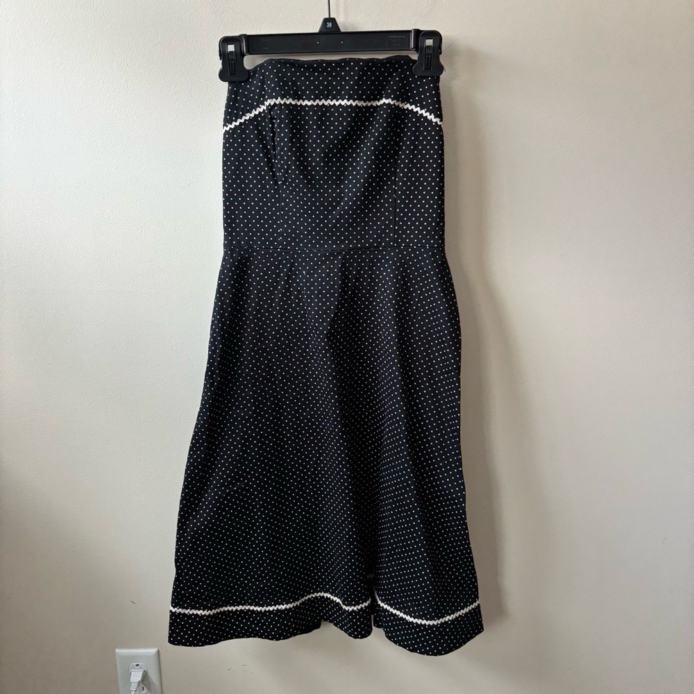 White House Black Market Black and White Polka Dot Strapless Dress